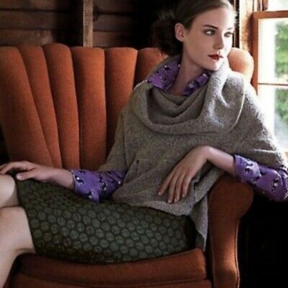 Anthropologie Maeve Goban Green Polka Dot Pencil Skirt 4